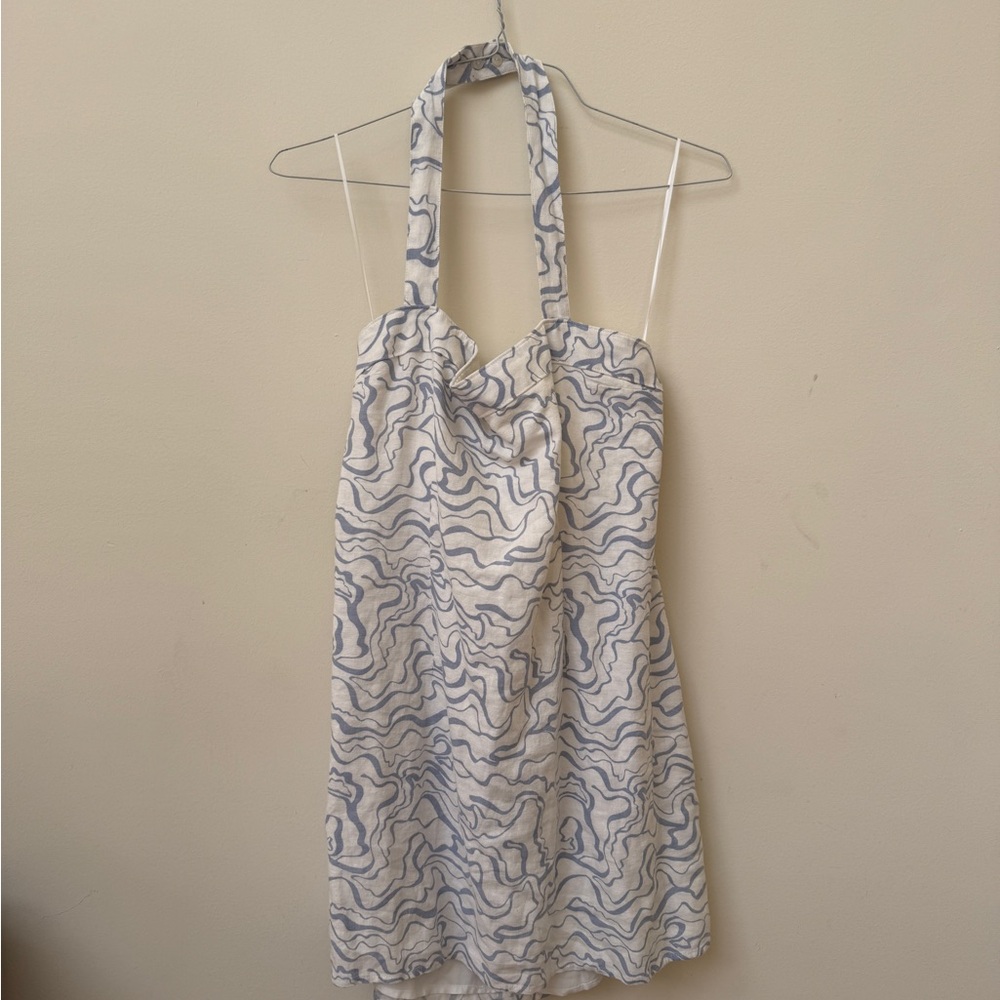 Abercrombie & Fitch Blue and White Halter Mini Dress